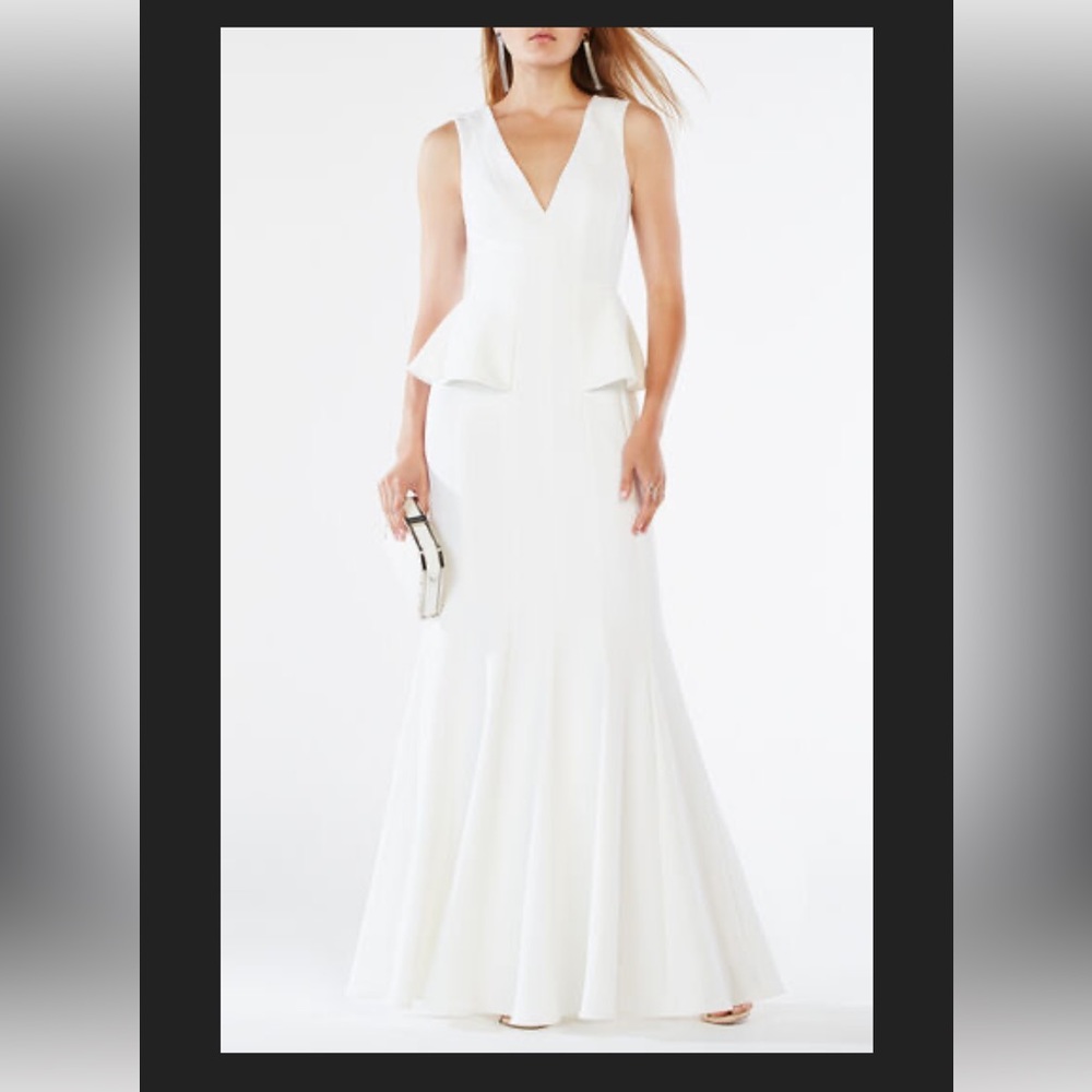 BCBG MAXAZRIA Francesca peplum top Long dress maxi sz 02